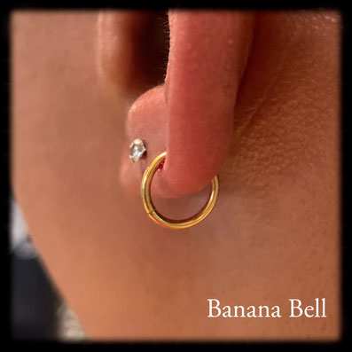 Anneau piercing  doré lobe