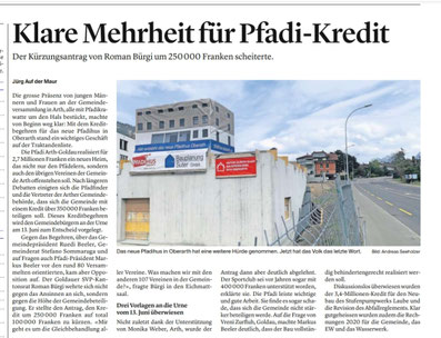 Bericht im Bote der Urschweiz vom 29. April 2021