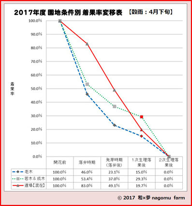 樹齢＆樹勢別着果数推移グラフ【2017】 和×夢 nagomu farm