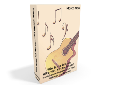 Cover für das E-Book von Marco Nau - "Wie lerne ich als Gitarrist Noten lesen?" Lehrbuch für den Gitarrenunterricht der Musikschule in Mannheim für Gitarre - Ma-Guitar 
