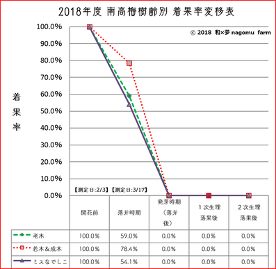 南高梅樹齢別着果率変移表【2018落弁期】 和×夢 nagomu farm