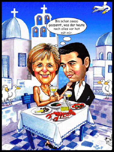 Merkel und Tsipras bei einem Abendessen.