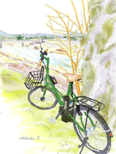 水彩で自転車を描いてみると、 - 初心者からのパソコン教室高蔵寺えき前