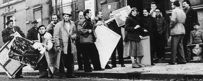 Artisti CoBrA in attesa di esporre al Palais des Beaux Arts di Liegi, 1951.