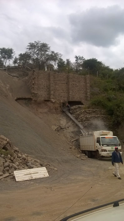 Working on the stone quarry pit