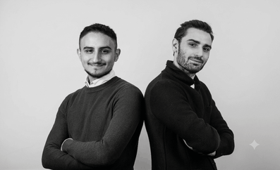 volti di Edoardo e Kevin foto in bianco e nero