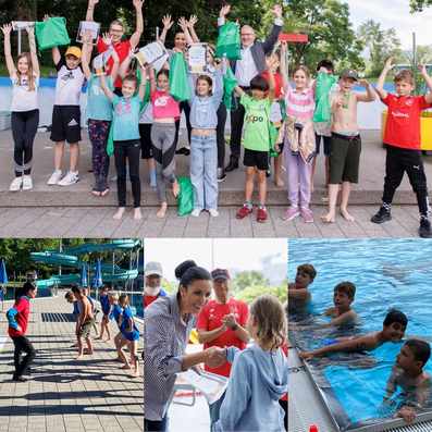 50 Schulkinder nahmen im Rahmen des Olympic Day 2022 beim Swim & Run teil