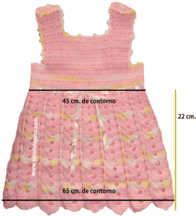 Vestido para bebe de 0 a 3 meses - Tejiendo Perú Vestido para bebe de 0 a 3 meses - Tejiendo Perú