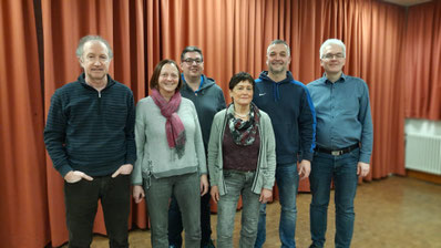 Altes und neues Vorstandsteam - v.l. Günter Oestringer, Anette Östringer, Michael Izzo, Gisela Wipfler, Maik Tritschler, Frank Reinbold (Foto 2023)