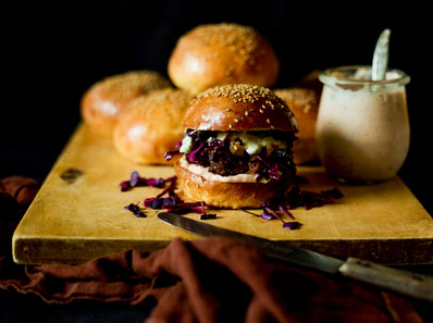 Pulled Deer Burger, Burger, Rehburger, Wildburger, Weihnachten, Burger Bun, 