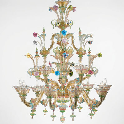 Lampadario di Murano Cherubini carezzonico multicolore