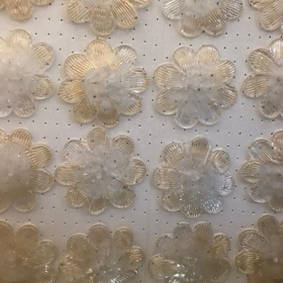 Rosette di ricambio per plafoniere Fiori in vetro di Murano lavorato a mano con finitura oro e decorazioni floreali artigianali