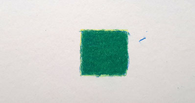 Exemple d'un mélange de jaune et bleu aux crayons de couleur