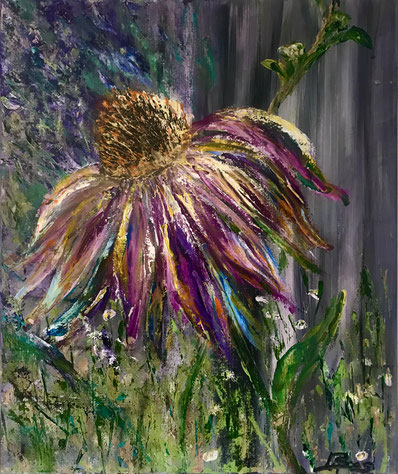"Echinacea" , Acryl auf Leinwand , 50x60 cm , B 386, in Privatbesitz