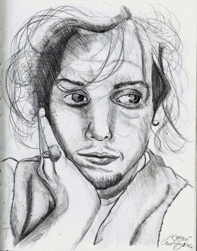 zelfportret 29.7x21cm potlood tekening 