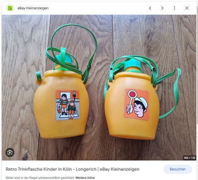 Grün Orangene Trinkflasche mit Verkehrsbildern
