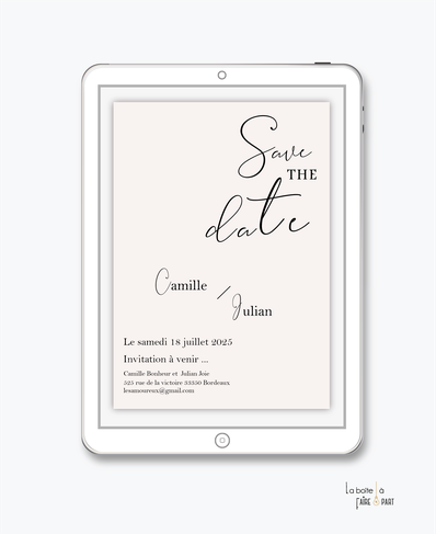 Save the date mariage numérique-Save the date mariage digital-Save the date numérique-pdf numérique-Save the date mariage electronique -Save the date à envoyer par mms-par mail-réseaux sociaux-whatsapp-facebook-messenger-minimaliste-simple-chic-elegant