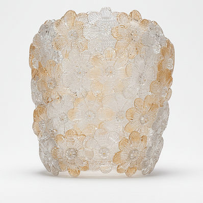 Appliques da parete in vetro di Murano Fiori lavorata a mano composta da rosette con oro 24 carati