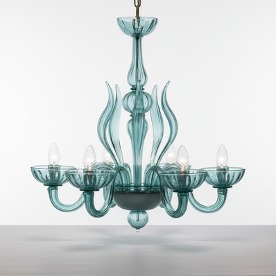 Lampadario Fendi in vetro di Murano lavorato a mano con design moderno elegante
