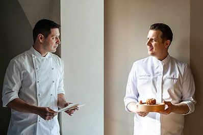 Zwei Spitzenköche beim 4-Hands-Dinner im Mamesa in Mals: Joachim Jaud und Marc Bernhart vereinen ihre Kochkunst für ein exklusives 6-Gang-Gourmetmenü.