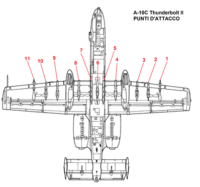Con l'entrata in servizio degli A-10C, oltre all'armamento classico sono state introdotte le bombe di ultima generazione JDAM (Joint Direct Attack Munition) e SDB (Small Diameter Bomb)