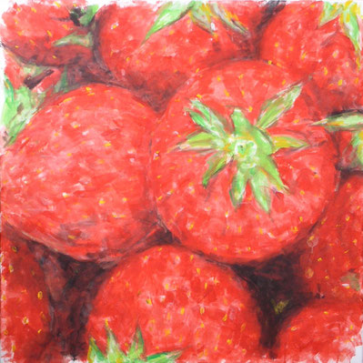 Erdbeeren; Öl auf Leinwand