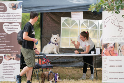 Osteopathe animalier Toulouse Clotilde Duguet stand canideplouf