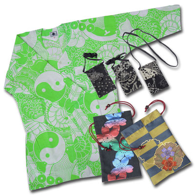 「鯉口シャツ」「金欄織り巾着」「ミニポシェット」／提供：お祭り用品日本最大級の品揃え　橋本屋　※実際の商品と写真の色は若干異なる場合がございます。