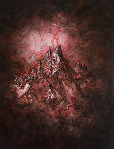 Matt.B, mattb, peinture, acrylique, encre, la noire, chamonix,montagne, painting, acrylic, ink, mountain