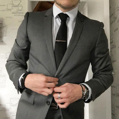 look business costume cravate duo de bracelet en bois noir