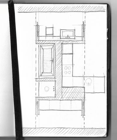 Room Divider Pencil Concept Sketch by Heidi Mergl Architect