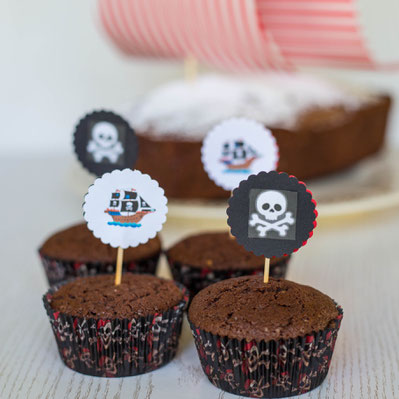 Schokomuffins mit Pickeln im Piratenstyle