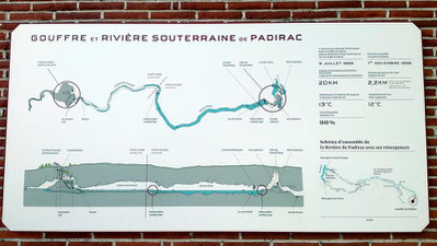 Panneau explicatif du gouffre et de la rivière souterraine de Padirac