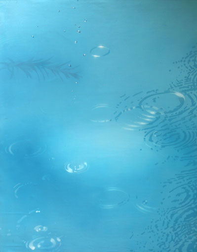 アクリル画　水の絵　水紋　泡　光