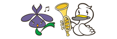 【キャライラスト】新潟での吹奏楽団（吹奏楽部）、合唱団（合唱部）の合宿舎に最適な新発田市ますがた荘のマスコット