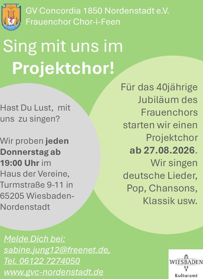 Frauenchor Chor-i-Feen des GVC - Projektchor Startet am 27. August 2026