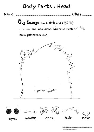 cute monster Big George children activity body parts head Book English kids ESL worksheet color free