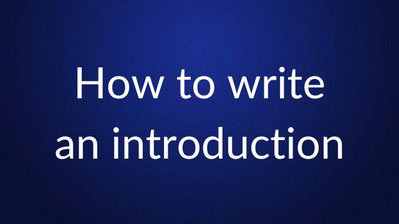 White text reading “How to write an introduction” is centered on a plain dark blue background.