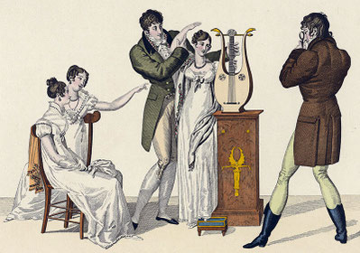 La Statue (1811). Karikatur Nr. 49 aus Le Bon Genre, Paris 1827.