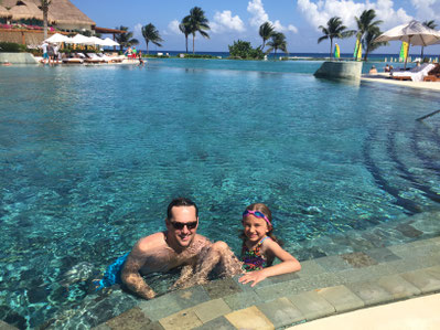 My son and daughter enjoying the pool