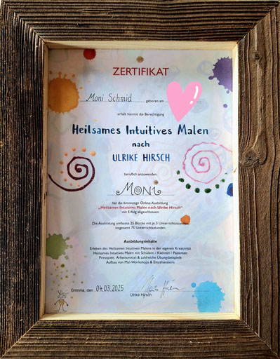 Zertifikat Ausbildung Heilsames intuitives Malen bei Ulrike Hirsch