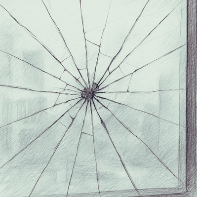 Zerbrochene Fensterscheibe als Symbol für Mikrotraumata