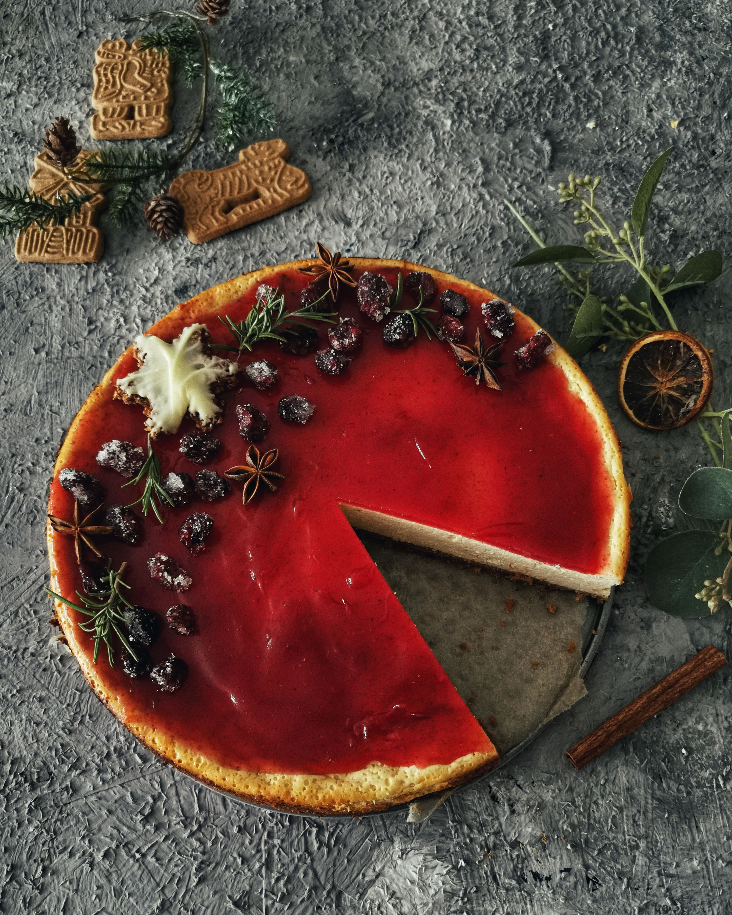 Käsekuchen mit Glühweinspiegel