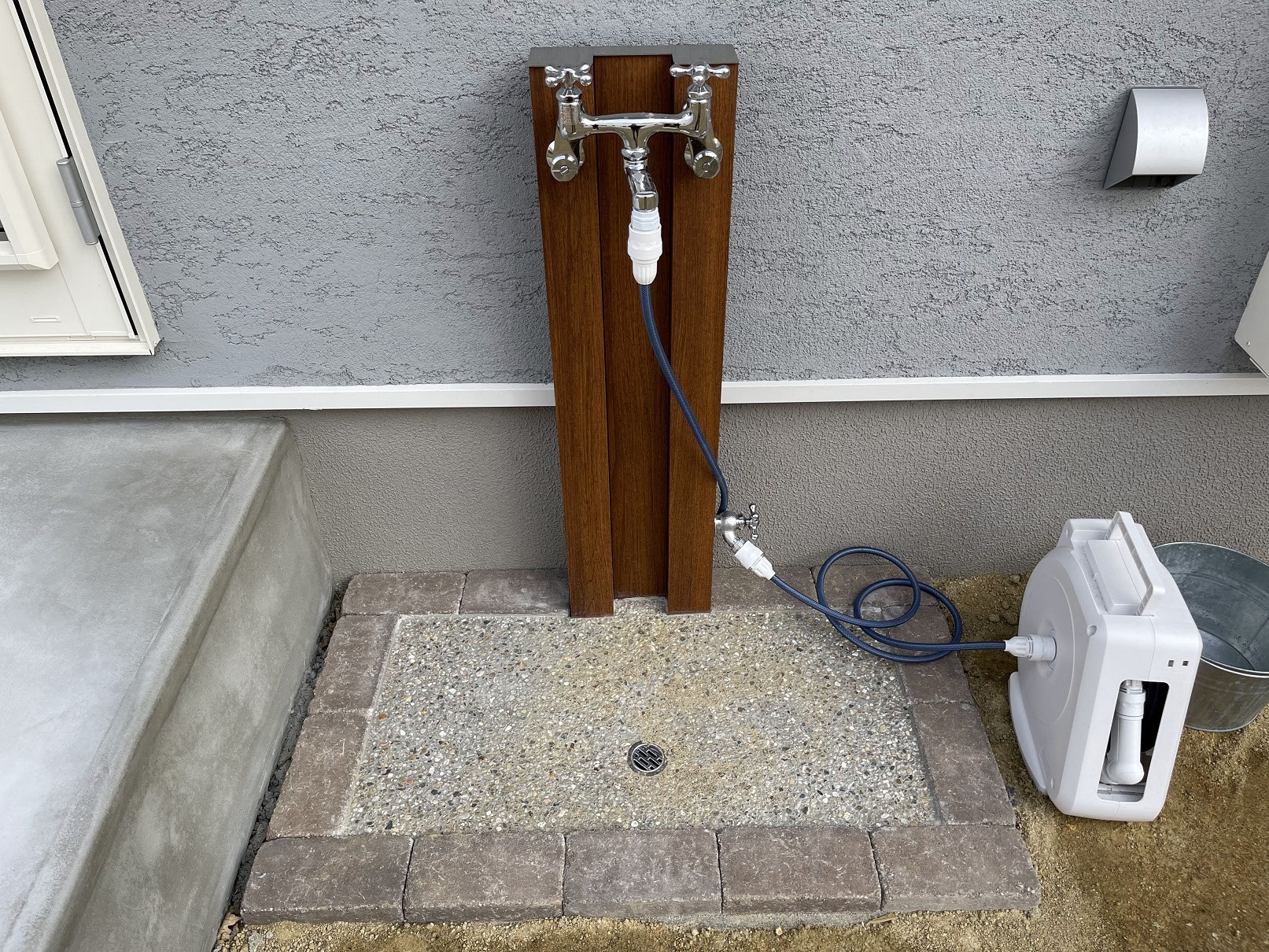 湯水混合水栓柱☆シャワー無しタイプH1200☆庭でお湯が使用