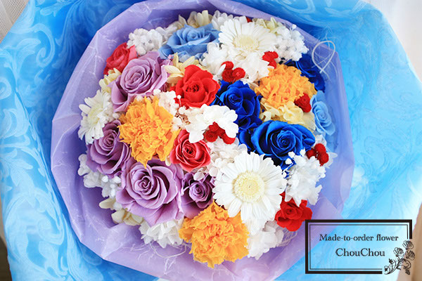 プロポーズ キャラクターイメージのプリザーブドフラワーの花束 Order No 01 オーダーフラワー Chouchou シュシュ プロポーズ 誕生日 スタンド花 プロポーズ キャラクターイメージのプリザーブドフラワーの花束 Order No 01 オーダーフラワー Chouchou シュシュ プロポーズ 誕生日 スタンド花