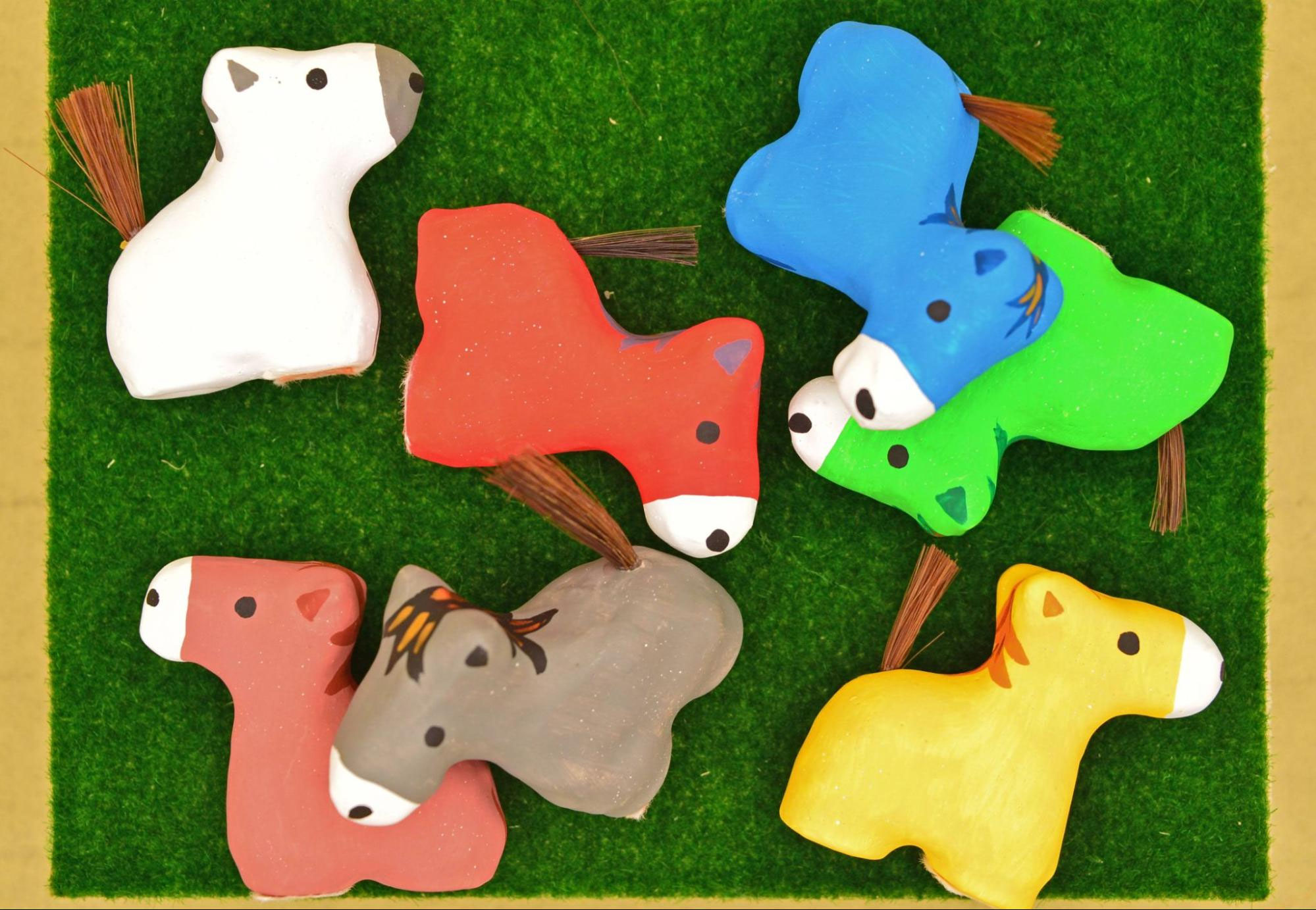 オ【郷483】 沖縄 琉球張子 「ちんちん馬」 からくり 首振り 稼働品