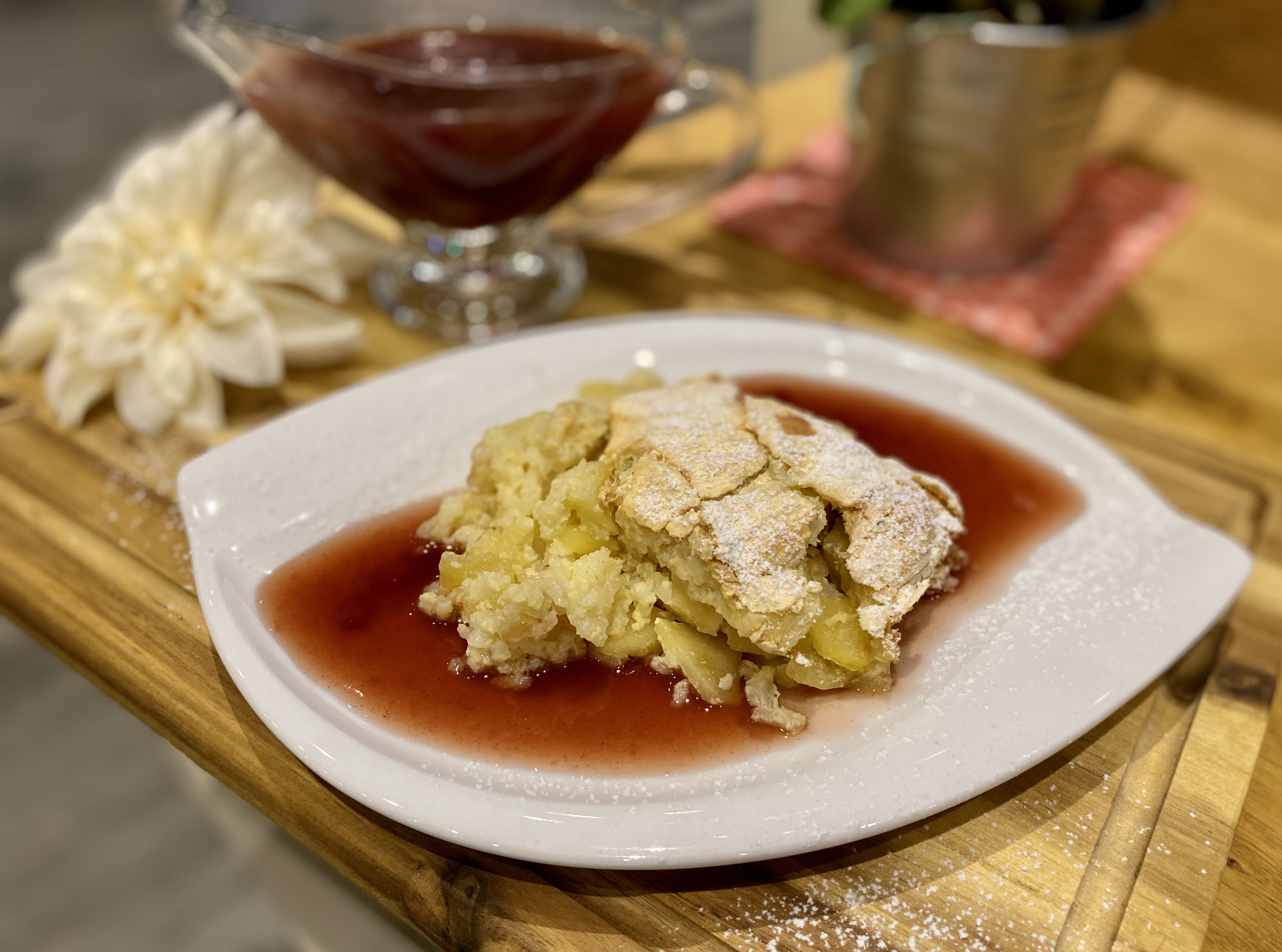 Apfel-Milchreis-Auflauf mit Fruchtsoße - TheEssigs