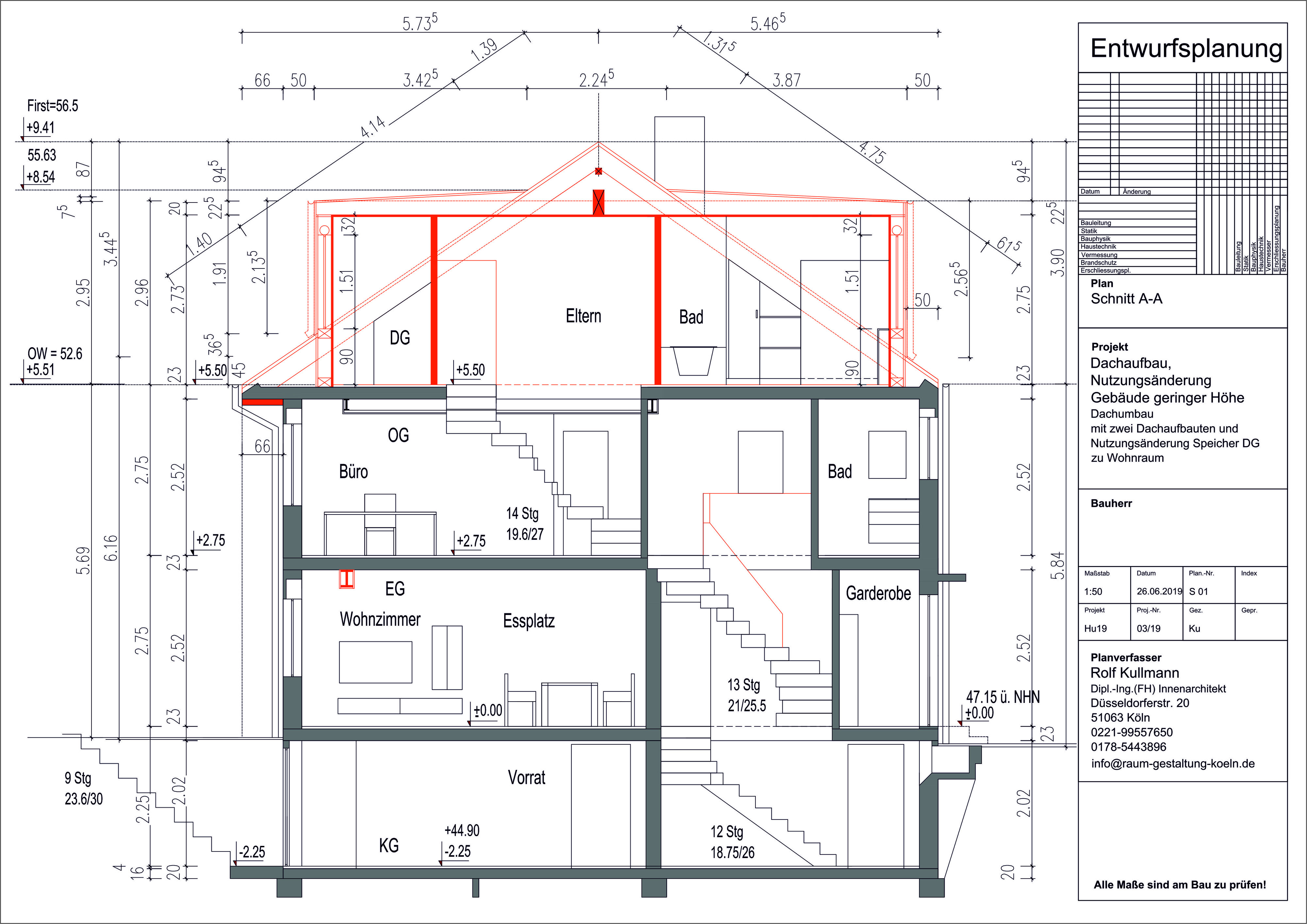 Dachausbau/ -erweiterung. Komplettsanierung Reihenhaus. - Atelier