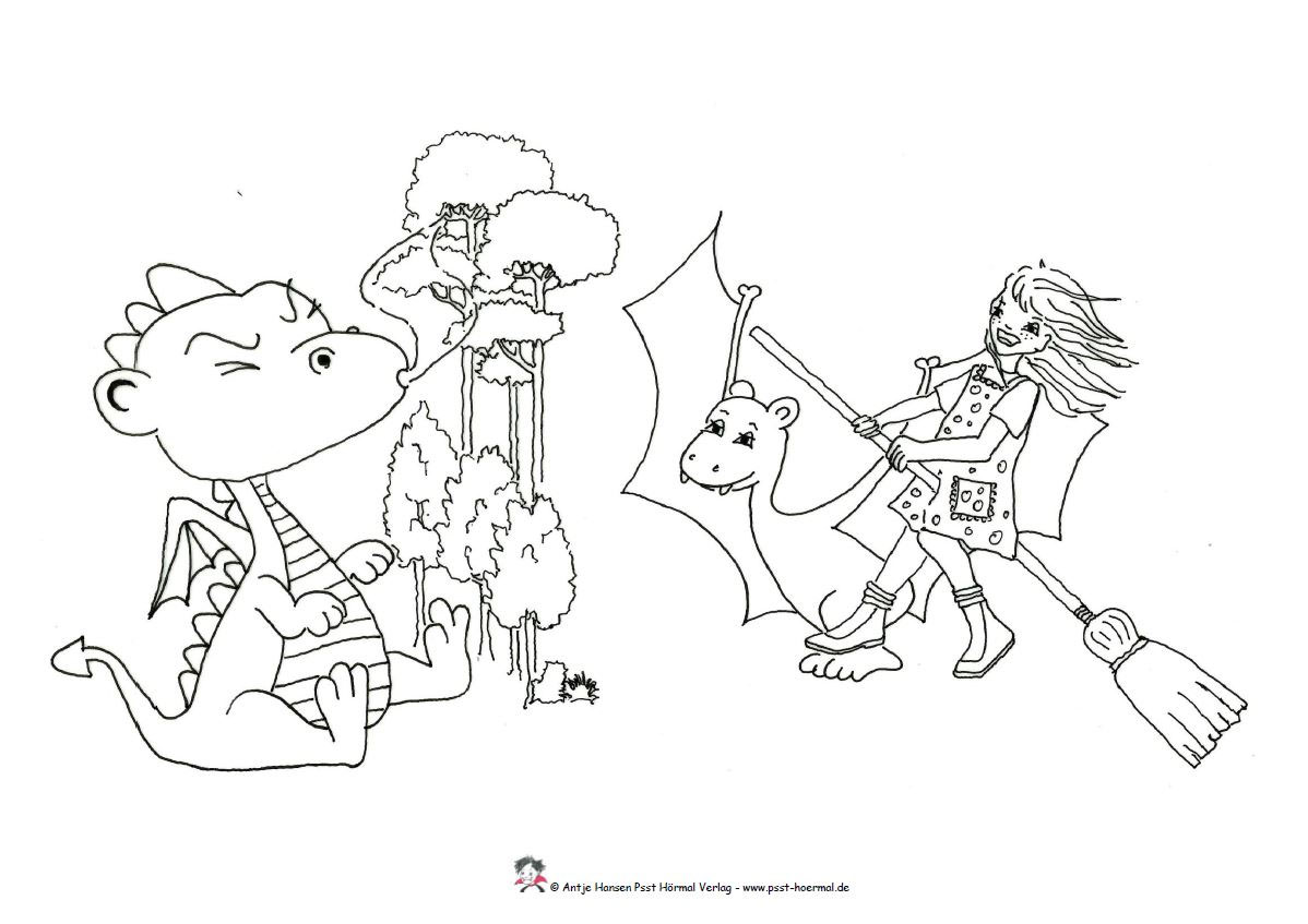 Drachen zum Ausmalen Antje Hansen Psst Hörmal Verlag, Köln