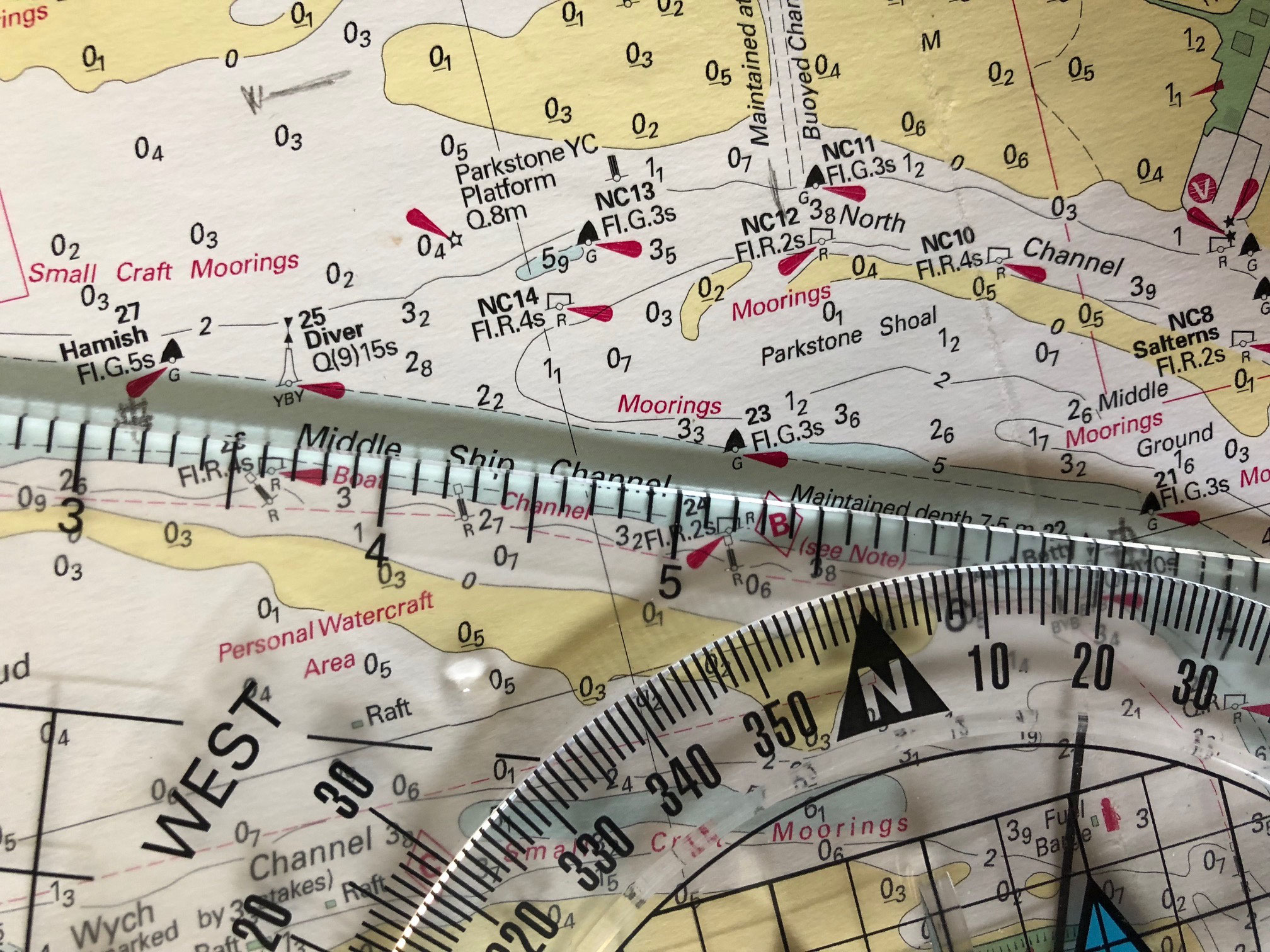 Taking Bearings on a Nautical Chart Marine Education RYA Powerboat